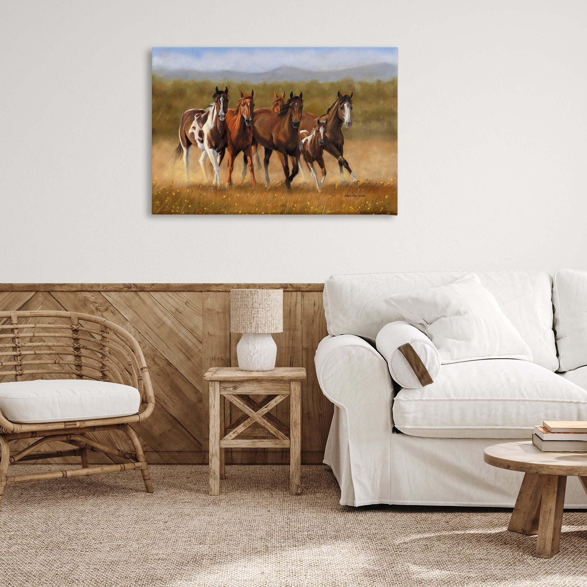 Stupell Industries Foal's First Run Animals & Insects Painting Gallery Wrapped Canvas Art Print Wall Art, 36 x 24