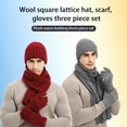 thumbnail image 1 of 3Pcs/Set Knit Scarf/Hat/Gloves Set, Soft Warm Beanie, Touch Screen Unisex Cable Knit Winter Cold Weather Gift, 1 of 8
