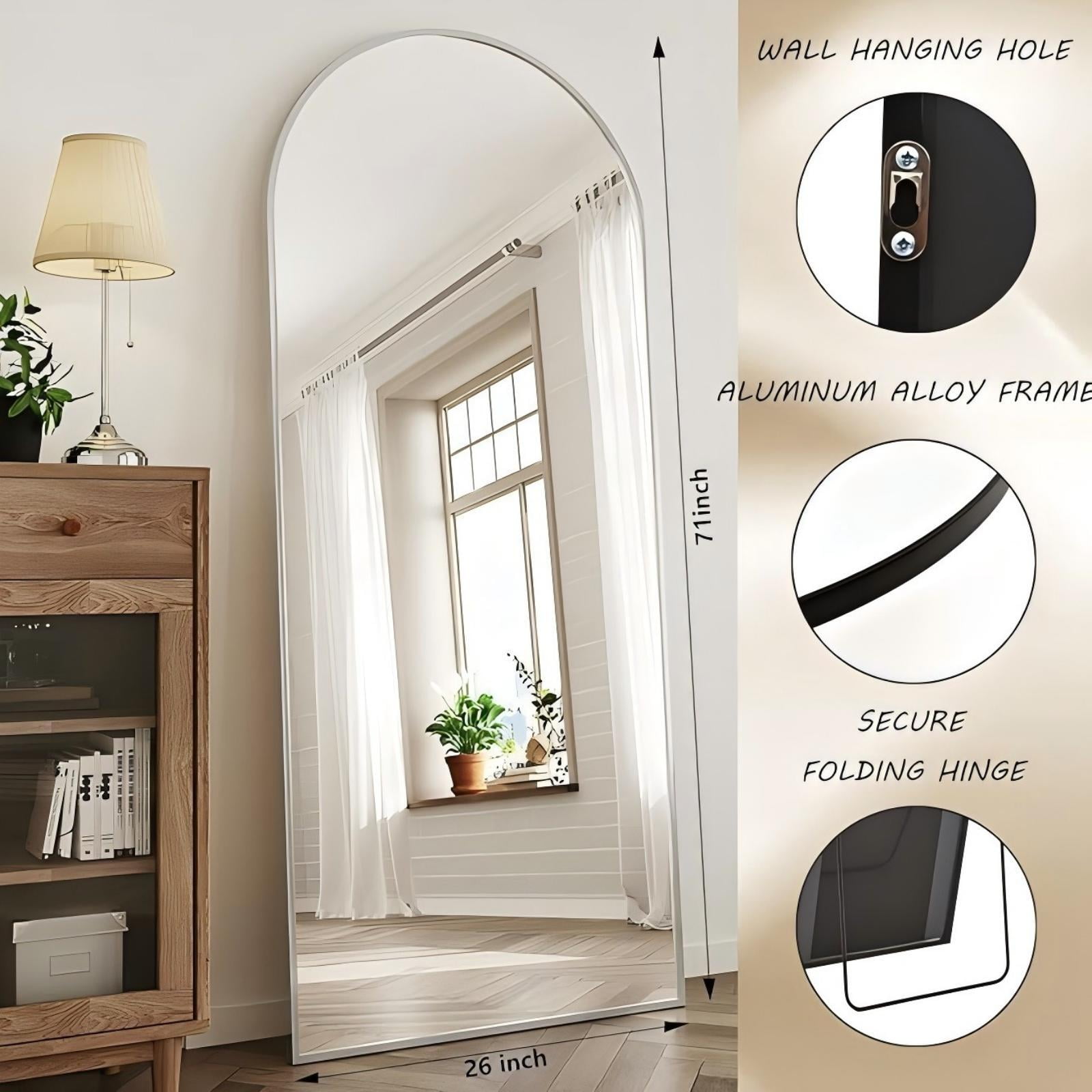 Lumora 71.1"X26" Arched Full Length Mirror Aluminum Alloy Frame Floor Mirror,Silver
