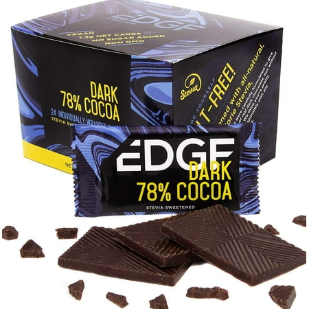 Edge Keto Friendly 78% Dark Chocolate Bars, Snack Size Mini Bars – (24) Individually Wrapped 10g Bars | Sugar Free, Stevia Sweetened, Low Carb, Vegan, All Natural and no GMO (Best Low Carb Dark Chocolate)