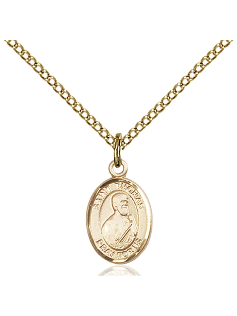 18-Inch Hamilton Gold Plated Necklace with 4mm Light Rose Birthstone Beads and Gold Filled Saint Philip Neri Charm.