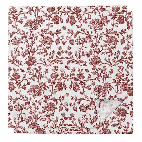 Red Boho Flower Cloth Napkins Washable Set of 2, Vintage Paisley Farmhouse Pattern Reusable Dinner Table Napkins Cloth Bulk for Weddings Kitchen Restaurants Hotel Events Parties 20 x 20 Inch