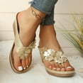 thumbnail image 3 of Women's Orthopedic Wedge Sandals Fashion Flower Leather High Heels Flip Flops Dress Slippers Beach Slides, 3 of 8