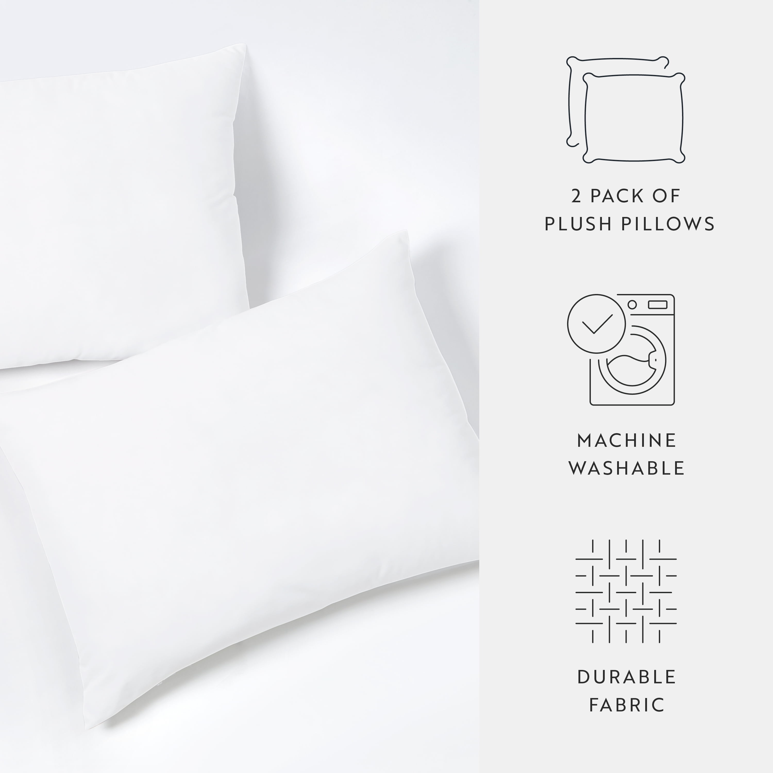 Noble Linens 2-Pack Plush Bed Pillows Set, King