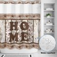 thumbnail image 2 of No Hook Shower Curtain, Retro Farmhouse Shower Curtains for Bathroom with See Through Top Window, Country Star Berries Text Wooden Grain Waterproof & Washable Bath Curtain Standard 72"x72", 2 of 9