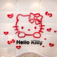 thumbnail image 5 of Calcomanía de pared 3D, acrílico estéreo mediano, dibujos animados, lindo gato, Hello Kitty, pegatina de pared para habitación de niños, dormitorio, cabecera, letras grandes rojas y negras, 5 of 5