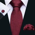 thumbnail image 2 of Conjunto de corbatas Barry.Wang de seda de cachemir rojo vino para hombre, 150 cm, 2 of 6