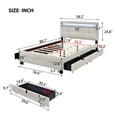 thumbnail image 2 of Harper & Bright Designs Full Size Upholstered Platform Bed with LED Lights and 4 Drawers, Linen Fabric Bed with Tufted Headboard, Beige, 2 of 16