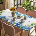 thumbnail image 3 of Blue Hydrangea Table Cloths for 3 Foot Rectangle Tables, Farmhouse Butterfly Spring Floral Patio Waterproof Elastic Fitted Tablecloths, Washable Rectangular Table Cover for Camping, 3 of 8