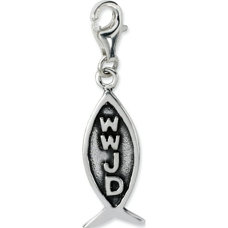 Ichthus Jewelry Leslies Fine Jewelry Designer 925 Sterling Silver Antiqued WWJD Ichthus w/Lobster Clasp (10x43mm) Pendant Gift Box Included ()