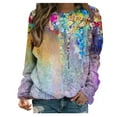 thumbnail image 2 of Nouveaux Hauts pour Femmes 2023 Mode Dames Chandail en Molleton à Manches Longues Col Rond Imprimé Blouse Pull-Over Coupe Décontractée Chandail en Molleton Oversize pour Femmes, 2 of 5