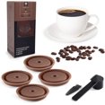 thumbnail image 1 of Reusable Coffee Capsule Lids for Original Nespresso Pods Vertuoline, Food Grade Silicone Caps for Any Sizes of Reusable Nespresso Refillable Capsule with Scoop and Brush (Brown), 1 of 1