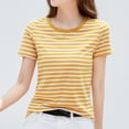 thumbnail image 2 of Trendfront Womens Striped T Shirts Crewneck Short Sleeve Horizontal Stripe Print Casual Lightweight Everyday Basic Tee Tops, 2 of 4