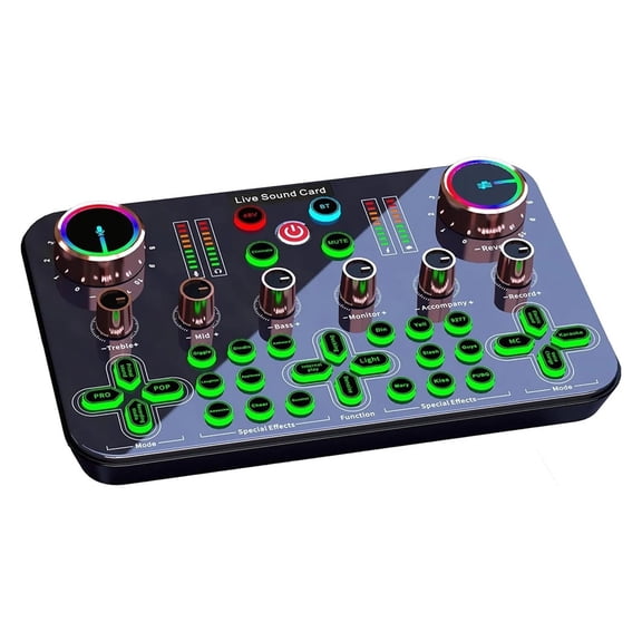Live Sound Card Mixer Interface With DJ Mixer Live Sound Effects Speech Converter For e PC Streaming Media Recording ,Easy to Operate