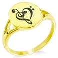 thumbnail image 1 of Stainless Steel Treble Bass Clef Musical Heart Minimalist Oval Top Polished Statement Ring, 1 of 1