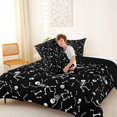 thumbnail image 4 of Homewish Hipple Skull Skeleton Full Size Comforter Sets,Gothic Halloween Bedding Comforter Set,White Black,Black Reversible,3 Pieces,1 Comforter and 2 Pillowcases, 4 of 7