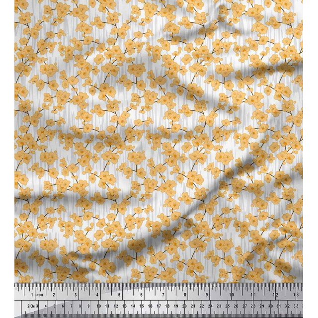 Soimoi Modal Satin Fabric Artistic Floral Print Sewing Fabric Yard 42 Inch Wide