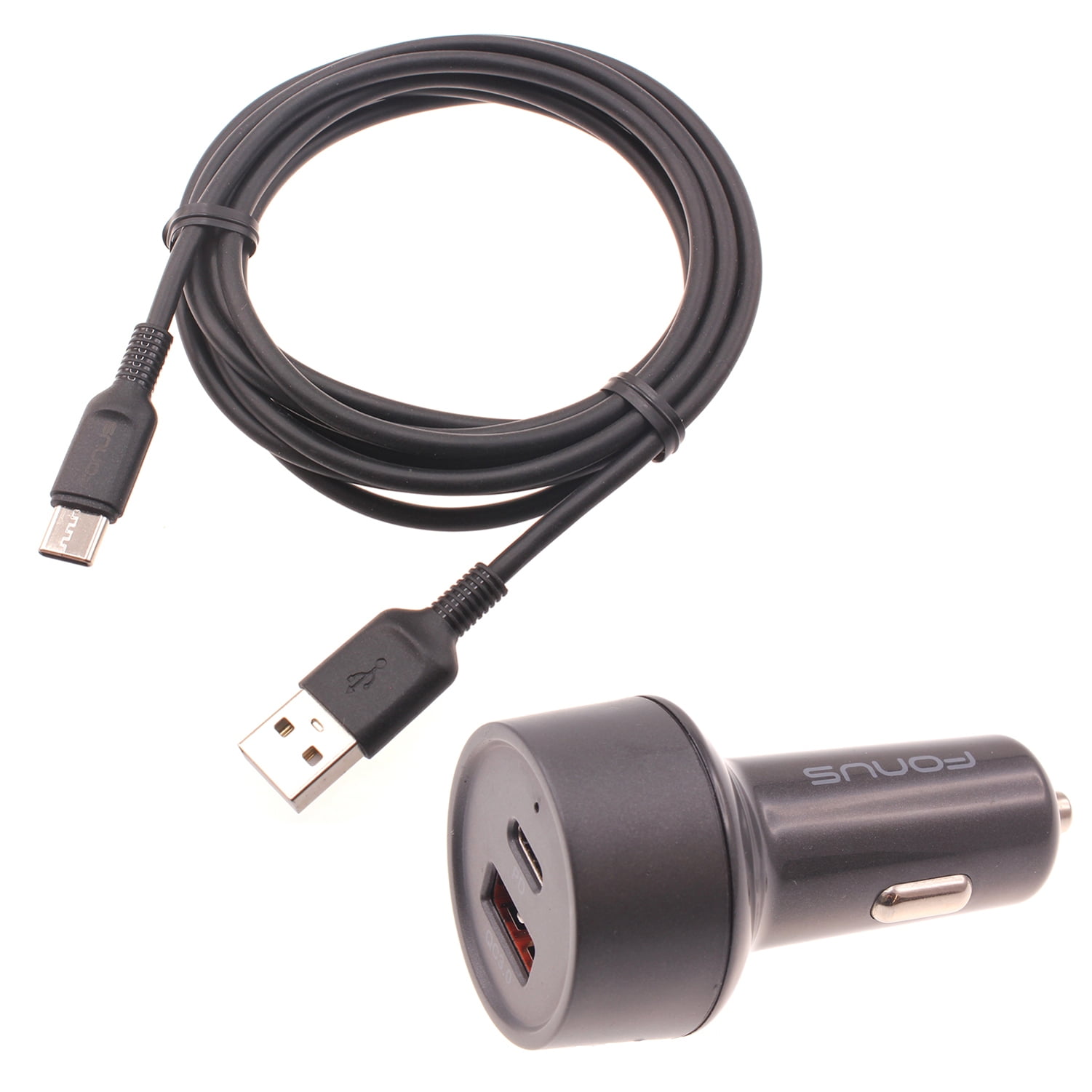 36W Quick Car Charger for Samsung Galaxy S24 FE - 2-Port USB Cable Type-C PD Power Adapter DC Socket for Galaxy S24 FE