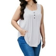 thumbnail image 2 of JYLFC Women Plus Size V Neck Tank Henley Pleated Sleeves Tops, White 2XL, 2 of 7