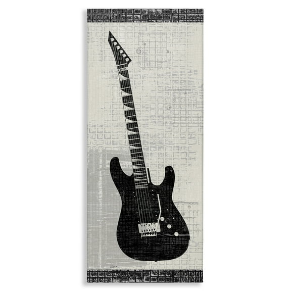 Stupell Industries Patterned Electric Guitar Performing Arts Painting Gallery Wrapped Canvas Art Print Wall Art, 10 x 24
