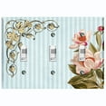 thumbnail image 1 of Metal Light Switch Plate Outlet Cover Elegant Blue Floral Striped Damask FLW071, 1 of 13