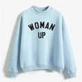 thumbnail image 5 of Curuila Women Sweatshirt Letter Print Long Sleeved Crew Neck Soft Warm Casual Autumn Winter Pullover Light Blue Size L, 5 of 5