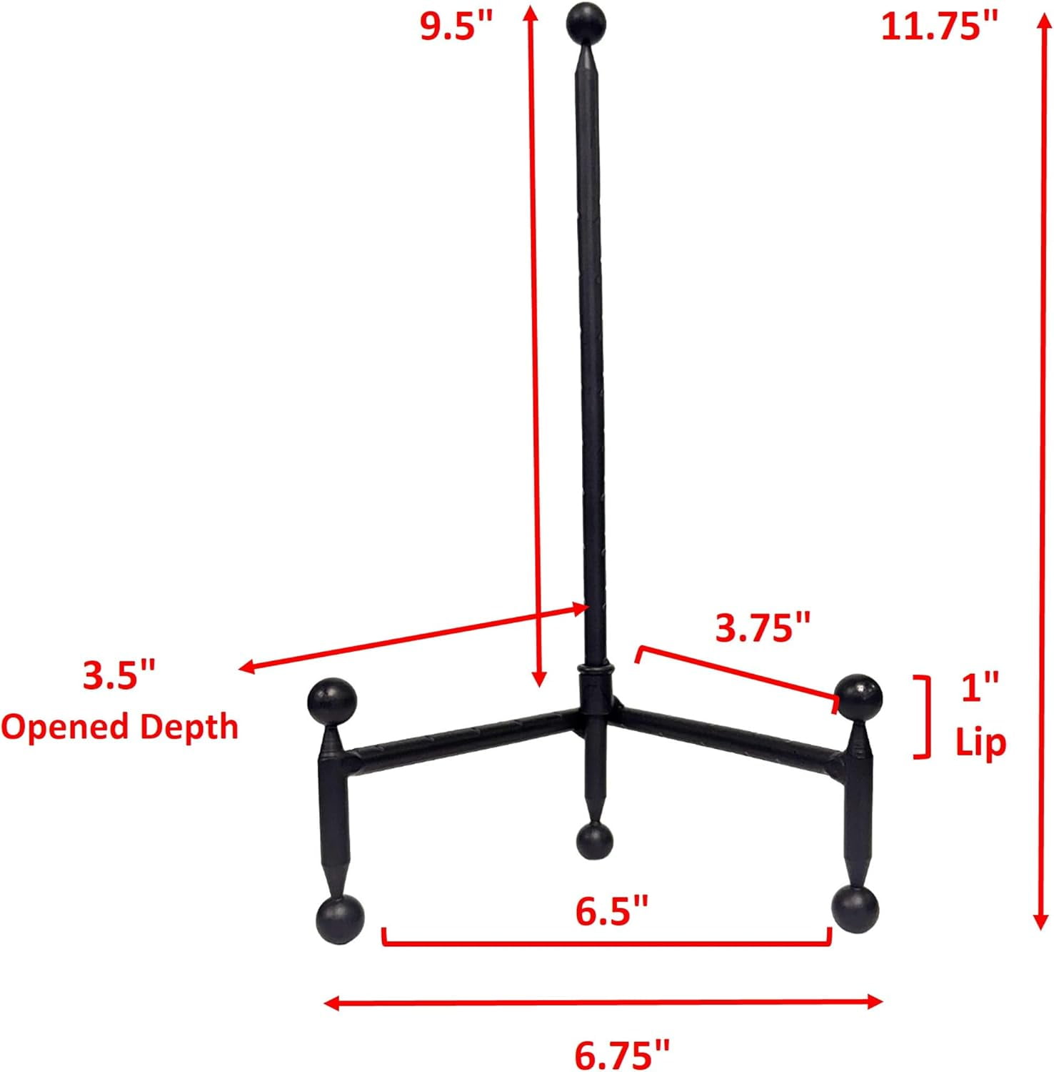 12" Black Modern Tripod Display Easel - Lightweight Durable Stand for Art, Plates & Decor