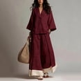thumbnail image 3 of Iyufng Women's Summer Outfits 3/4-Sleeve V-Neck Top and Pants Set Relaxed and Casual 2 Piece Sets, 3 of 5