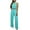 Light Blue, variant on Wyongtao Women's Summer Spaghetti Straps V Neck Smocked Wide Leg Jumpsuits Rompers With Button Belt Yellow XL