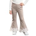 thumbnail image 3 of Rvasteizo Girls Flare Pants Cotton Fabric Lace Hem Outdoor Casual Long Pants for Kids 1-11Y 1 Years, 3 of 5