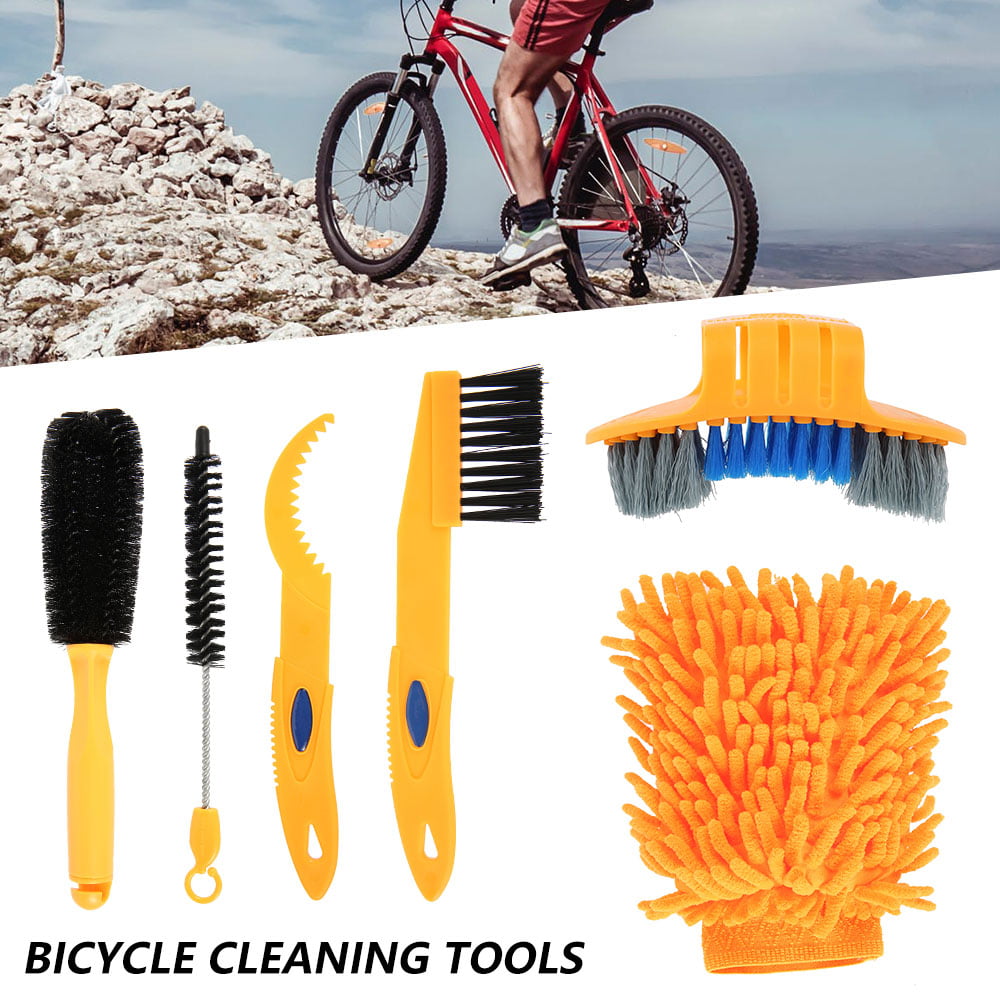 6Pcs/Set Bicycle Cleaning Brush Glove Kit  Bike Chain Cleaner Glove Tool Outdoor 
