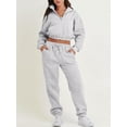 thumbnail image 4 of Liacowi Women Sweatsuits Sets 2 Piece Outfits Solid Color 1/2 Zipper Cropped Hoodie Sweatshirt and Sweatpants Long Joggers Streetwear, 4 of 9