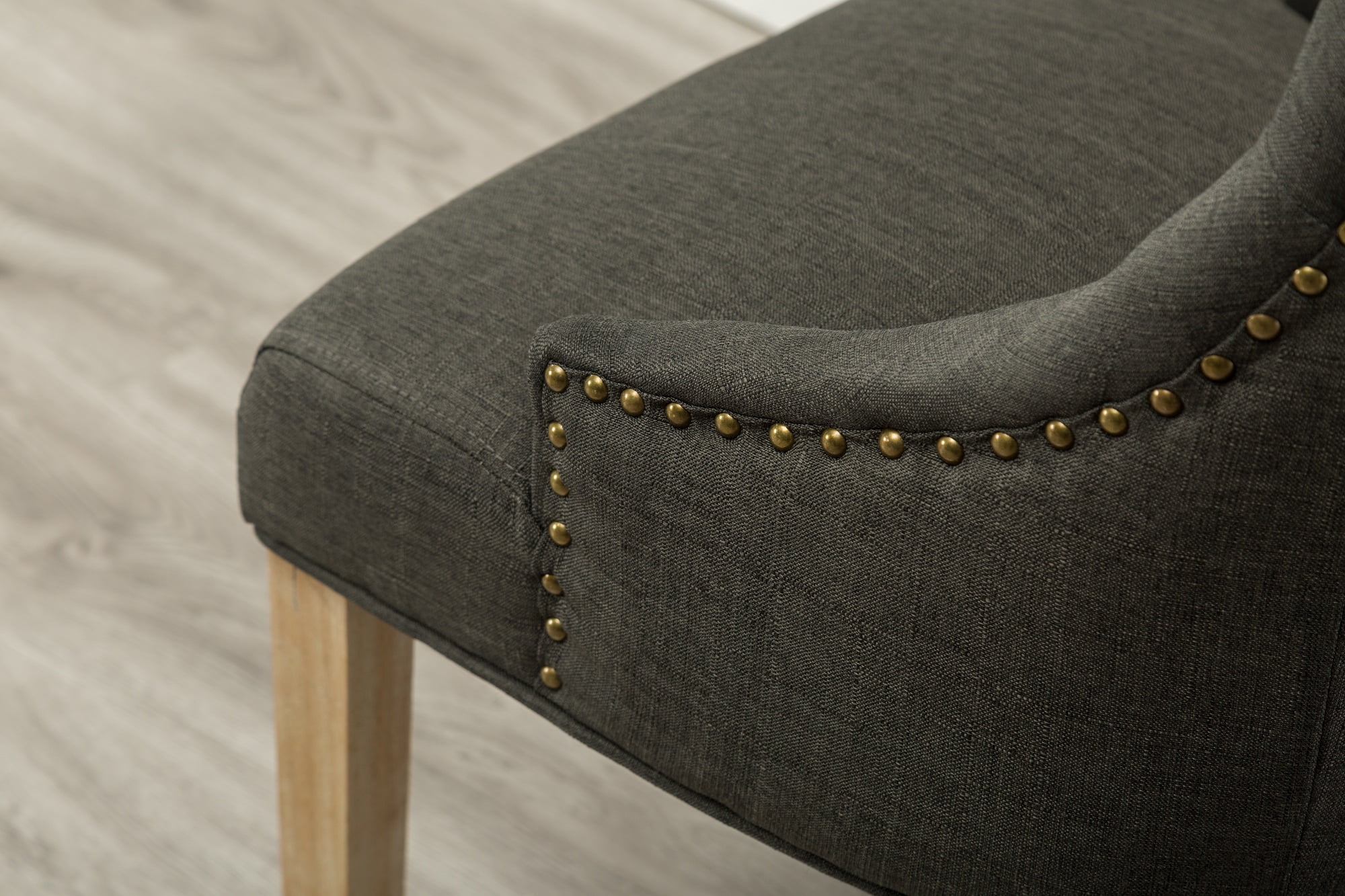 MOONMISS Set of 2 Solid Wood Button Tufted Wing back Chairs with Nail heads Dining Chairs,Charcoal