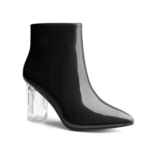 Unique Bargains Bottines à Talon Bloc Bout Pointu Transparent pour Femmes