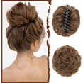 thumbnail image 1 of HSHDLDF SOFEIYAN Pince à Griffes Chignon Décoiffé Pièce de Cheveux Chignon Ondulé Bouclé Pince à Griffes Chignon Queue de Cheval Postiches Synthétiques Ébouriffés Extensions de Cheveux Chouchou Postiche pour Femmes, Brun Clair, 1 of 7