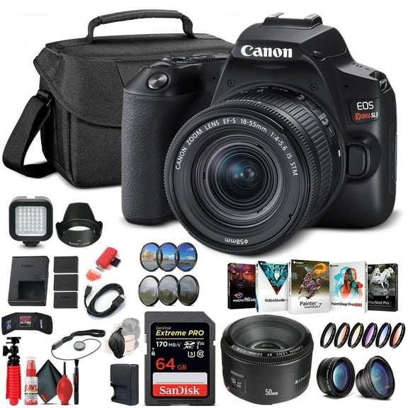 Canon EOS Rebel SL3 DSLR Camera with 18-55mm Lens (Black) (3453C002)   Canon EF (International Version)