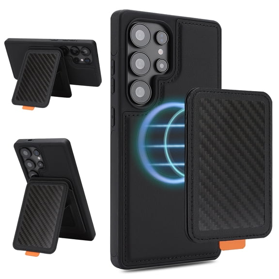 ELEHOLD Case for Samsung Galaxy S25 Ultra, RFID Detachable Leather Wallet Phone Case with Card Slot and Kickstand,Black