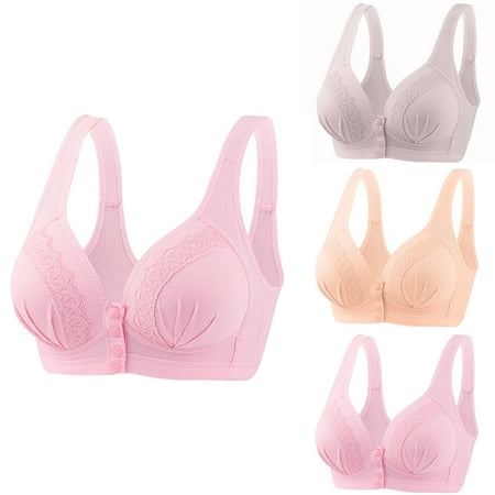 Itsame 3 Pack Everyday Sports Bra Set womens Full Support Bra Wireless Comfort Bralette Set Pink Size M 38/85BC