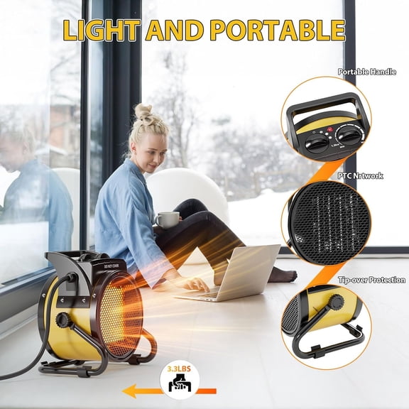 Outdoor Heaters for , 1500W Electric Greenhouse  with 3S PTC Ceramic Fast Heating, Overheat Protection, 3 Modes for Outdoor, , Greenhouse, Garage, Indoor, YE