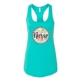 thumbnail image 3 of Floral Nurse Appreciation Pop Culture Ladies Racerback Tank Top, Tahiti Blue, Large, 3 of 5