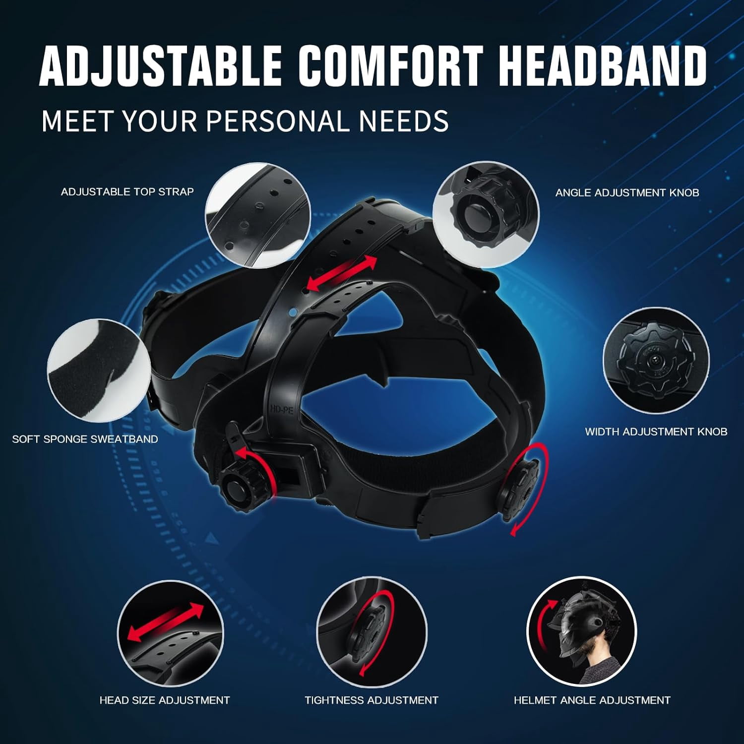 Welding Helmets for Men True Color Welding Hood Auto Darkening with Light, Solar Power 2 Arc Sensor Wide Shade 9-13 Welding Mask with Extra Grinding Mode (Blue Fire)