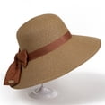thumbnail image 6 of Beach Sun Hats for Women Wide Brim Straw Hat Outdoor Breathable Bow for The Seaside Foldable Roll up Cap, 6 of 10
