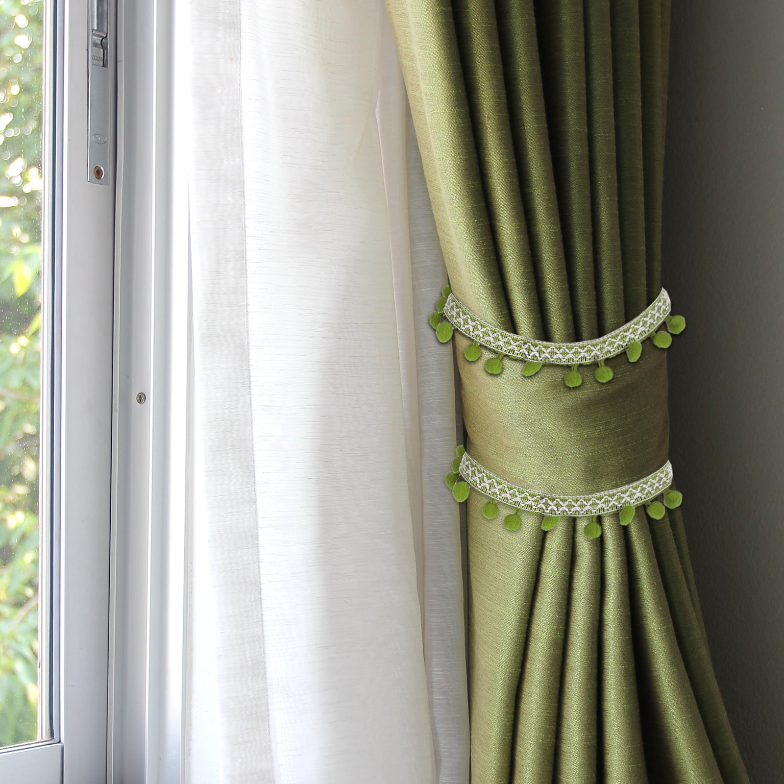 Embroidered Pompoms Trim Ribbon, 20 Yards Polyester Pom Pom Trim Fringe, Woven Embroidery Trim for DIY Sewing Crafts Clothing Decoration, Light Green