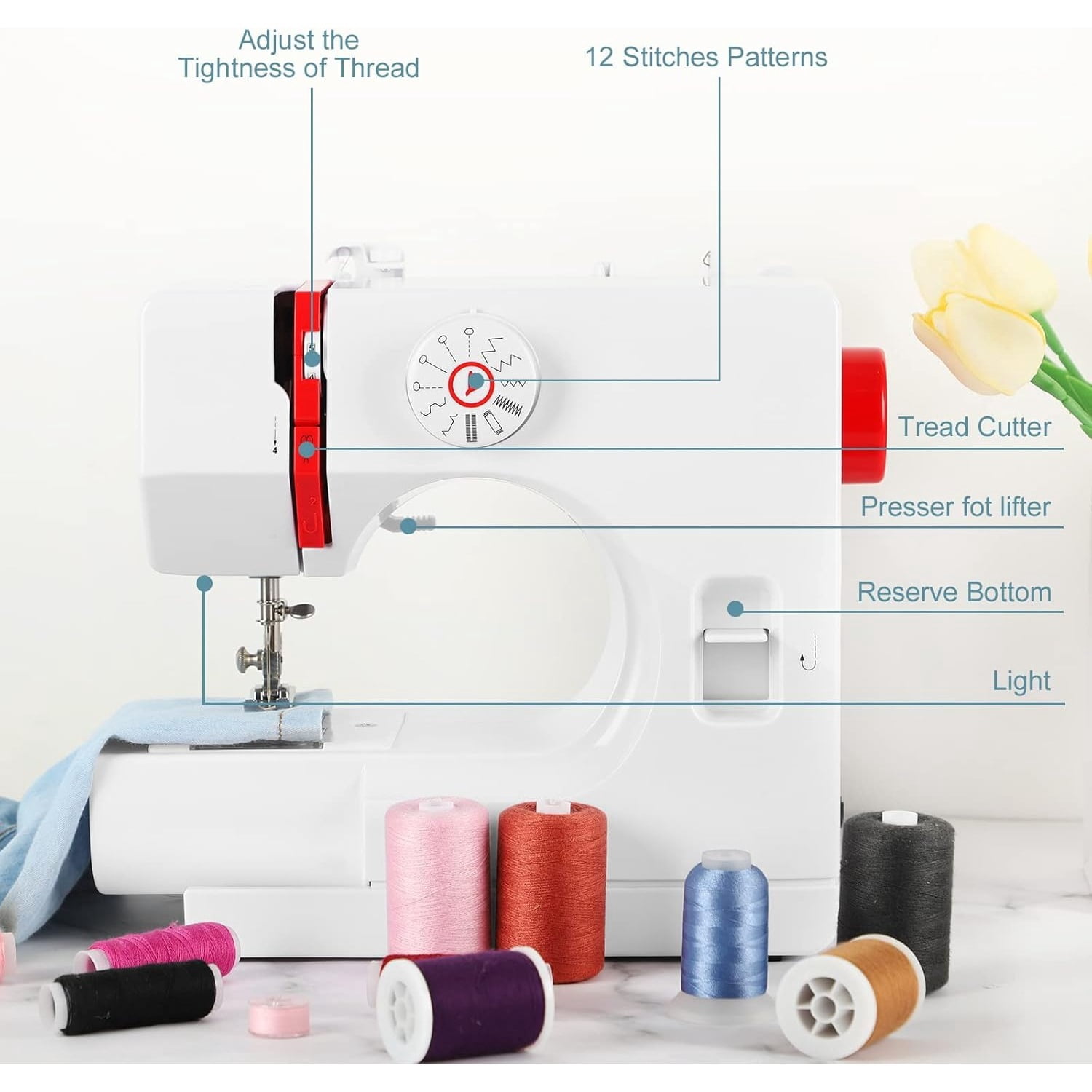 Sunexinlo 12 Built-In Stitches Handheld Sewing Machine
