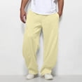 thumbnail image 2 of Nestiefly Mens Baggy Sweatpants Wide Leg Elastic Waist Drawstring Athletic Loose Jogger Lounge Sweat Pants with Pockets Yellow 2XL, 2 of 7