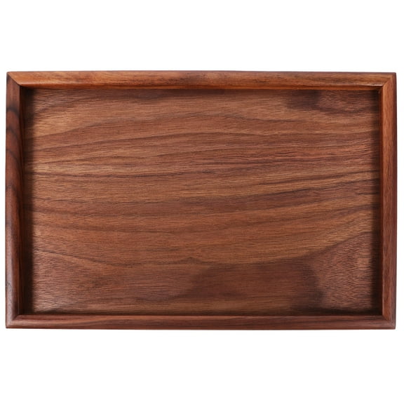 CTIRCHIU Walnut Wood Dresser Vanity Tray, Rectangle Multi-Use Storage Plate, 11.8x7.9x0.9In, 1 Set for Homeowners