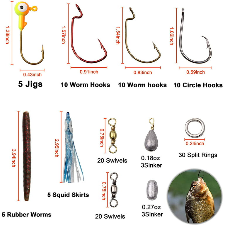 Freshwater Fishing Tackle Kit, Bass Fishing Kit with Tackle Box Includes  Crankbaits, Spinner Baits, Plastic Worms, Jigs, Topwater Lures, Spoon  Lures