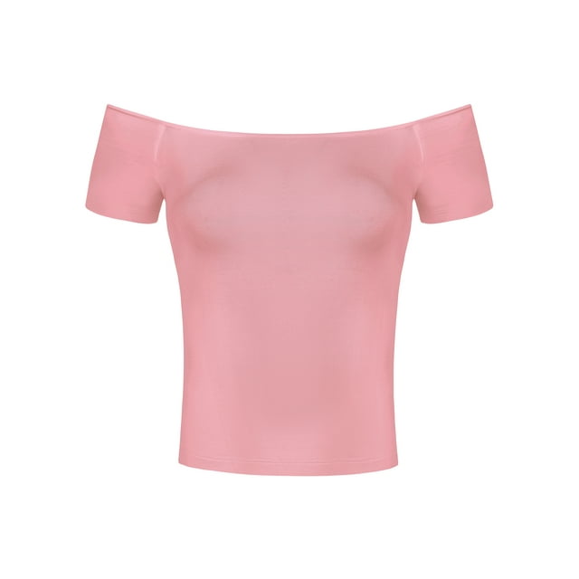Disfraz De Día de San Patricio Para Mujer De Manga Corta Con Hombros Descubiertos Y Top Corto Sólido Rosa oscuro M