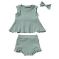 thumbnail image 2 of Newborn Baby Girl Clothes 0-18M Knitted Tank Top Short Set Summer Outfits Premie Girls Clothing Set, 2 of 7