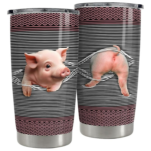 Vaso para beber SANDJEST Pig, vaso de acero inoxidable de 20 oz